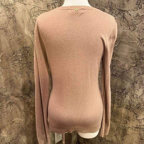 Michael Kors Tan Long Sleeve V Neck Tunic Sweater Size Small - Picture 3 of 4